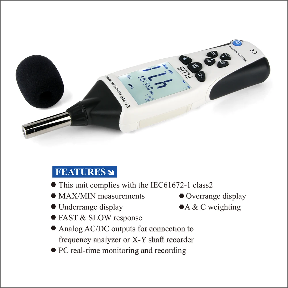 FLUS Sound Level Meter Digital Professional Sound Level Meter Sonometros Noise Audio Level 30-130dB USB Cable Decibels Meter