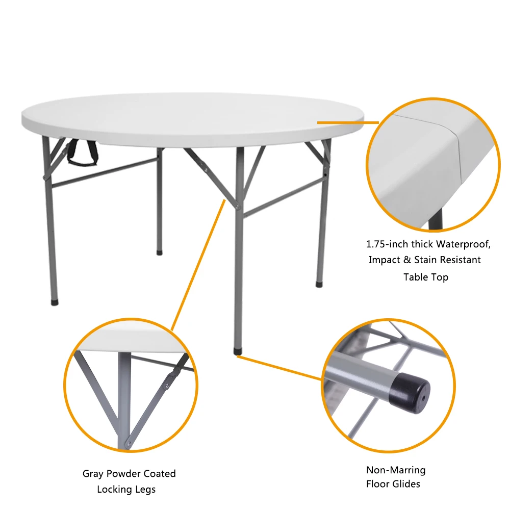 32inch or 48inch  Round Folding Table Outdoor Folding Utility Table White  Camping table