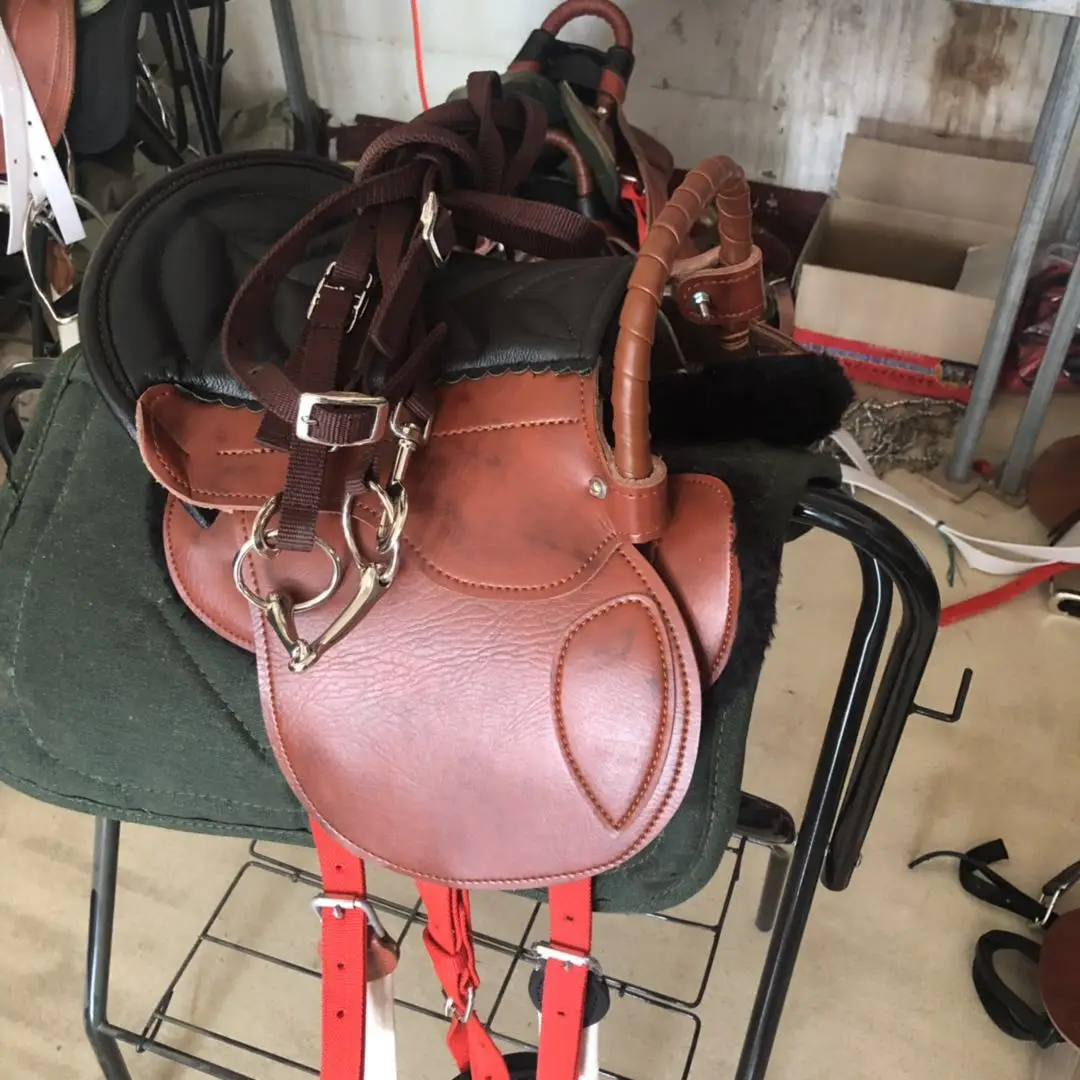 Selle de cheval intégrée en cuir véritable, équipement d'équitation, ensemble spécial en peau de vache véritable