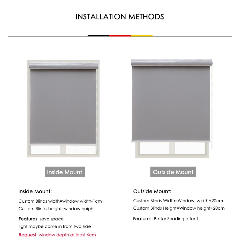 Customized size Daylight and Blackout roller blinds Big Dust Cover System Heavy Duty Roller blinds Bedroom Kitchen Office