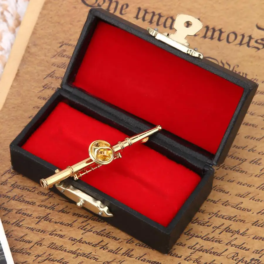 Mini Flute Shaped Musical Instrument Brooch Pin Accessory for Gift Collection Home Decoration Birthday Gift