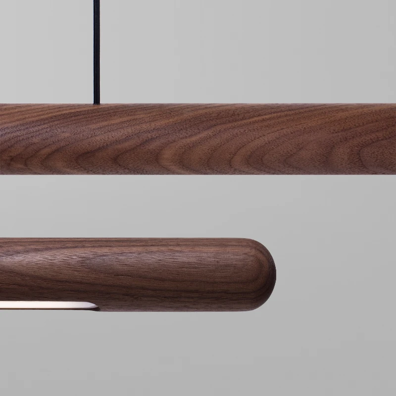 Solid Wood Hanging Lamp Nordic LED Wood Pendant Light Modern Table Long Linear Light Round Hanging Fixtures for Kitchen Island