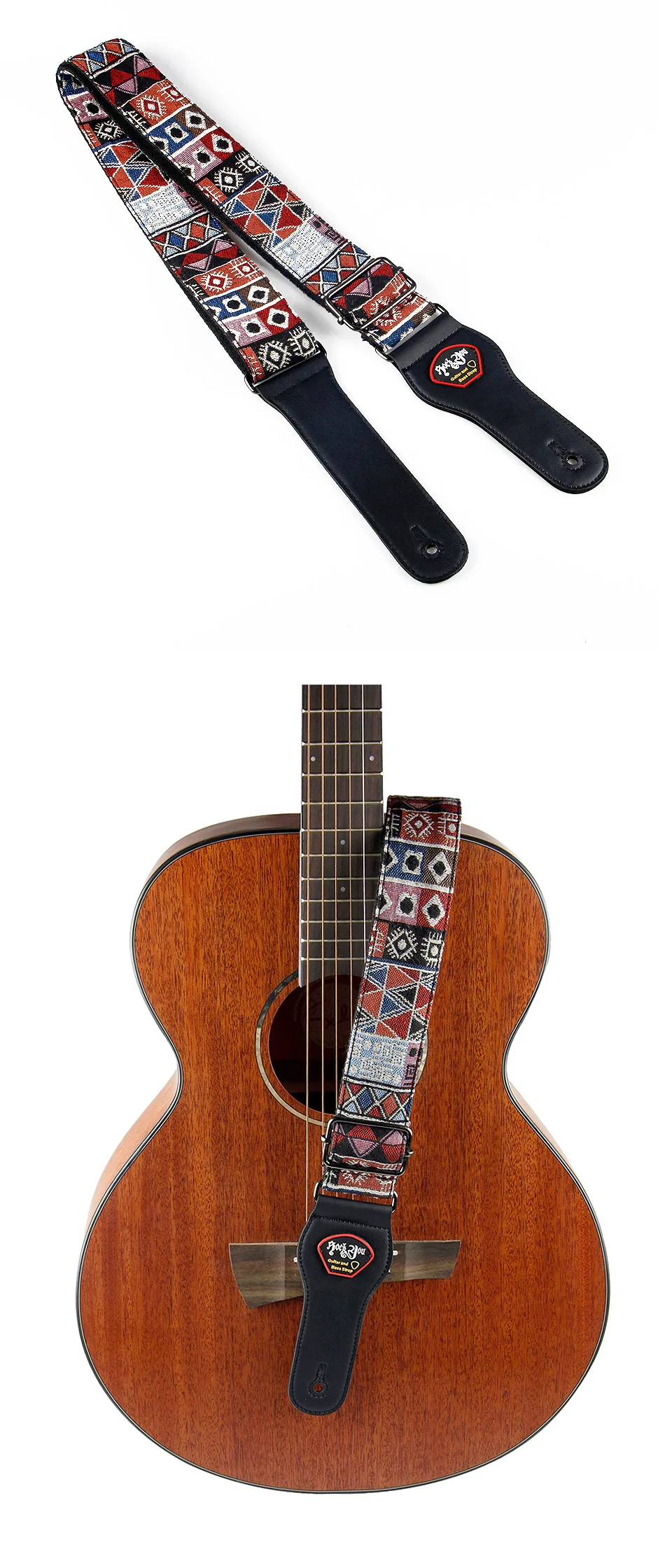 Neuer hochwertiger Baumwoll-Gitarrengurt, Akustikgitarrengurt, E-Bass-Gitarrengurt, verstellbare Länge, verbreitert 6,2 cm – Detail 10