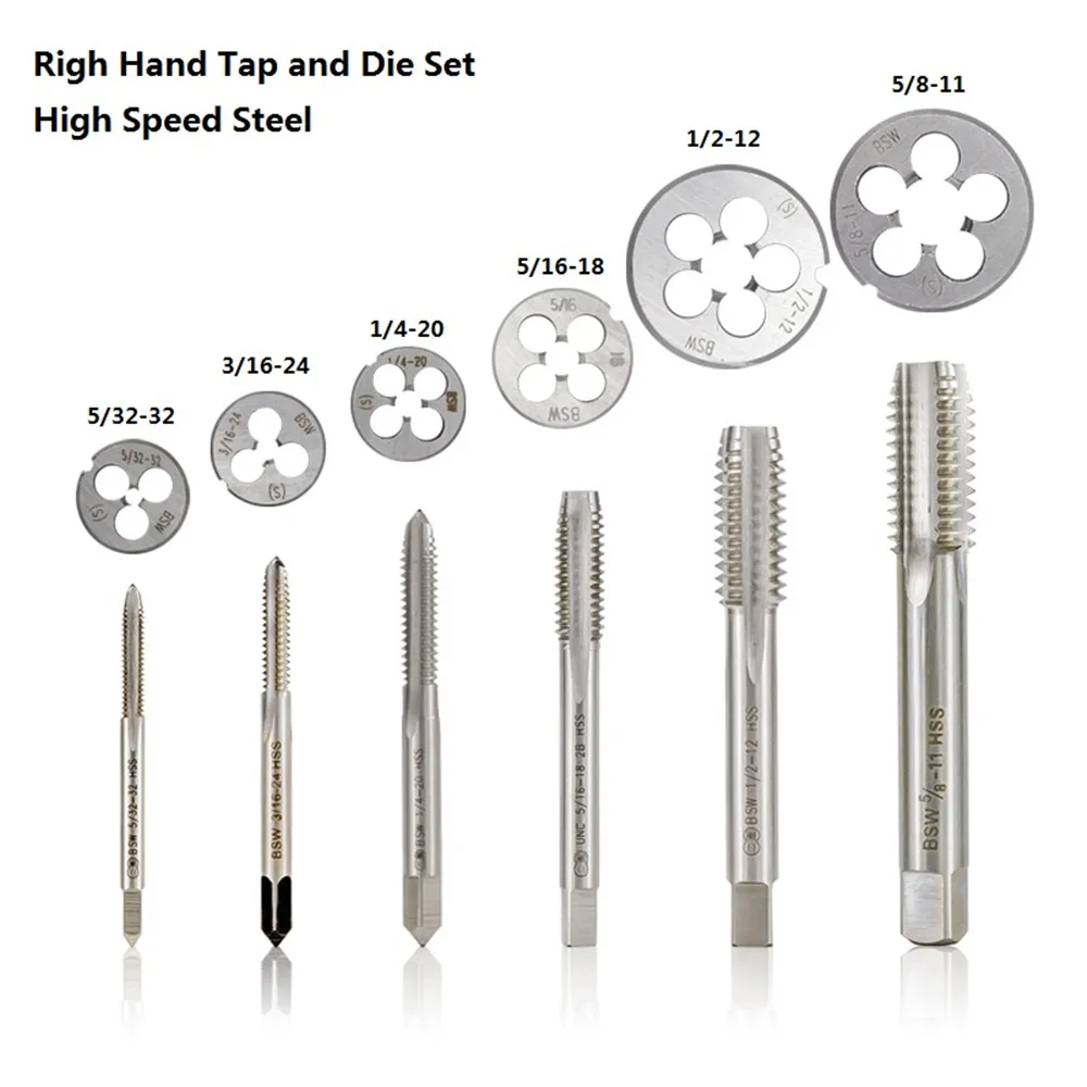 

2 Pcs Faucet And Die Set Screw Thread Tap Drill Hss Right Hand Plug Bsw 5 / 32-32 3 16-24 -6-8 4-20 2-2