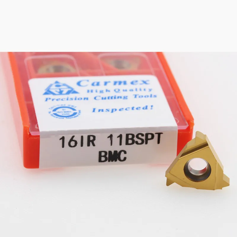 Inserção de metal duro para inserção externa, usinagem de torno cnc em aço inoxidável com 10 peças 16er 16ir 16ir 11bspt 14bspt 19bspt bmc
