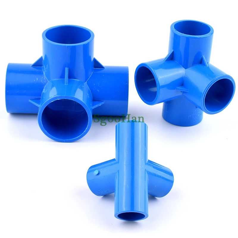 2~30pcs Blue ID 20~50mm 4 Ways PVC Pipe Connector Aquarium Fish Tank Joints Hydroponic Framework Coupler Adapter Tube Fittings