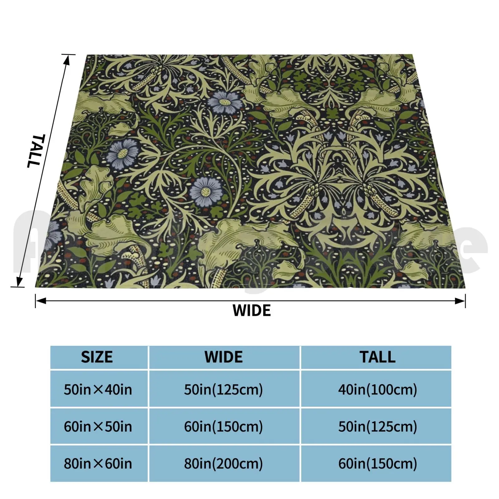 William Morris Seaweed Blanket Fashion Custom William Morris Daisy Birds Fruit Pomegranate Holland Park Jasmine