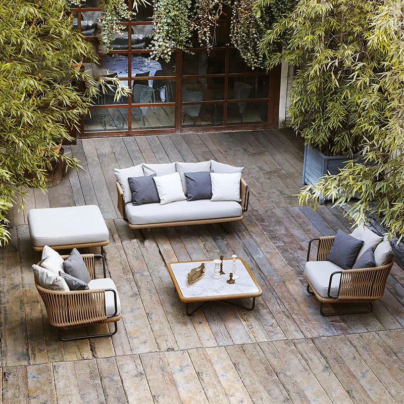 Freizeit Outdoor Rattan Sofa Modell Zimmer Garten Hof Balkon Möbel Nordic Wohnzimmer Stuhl