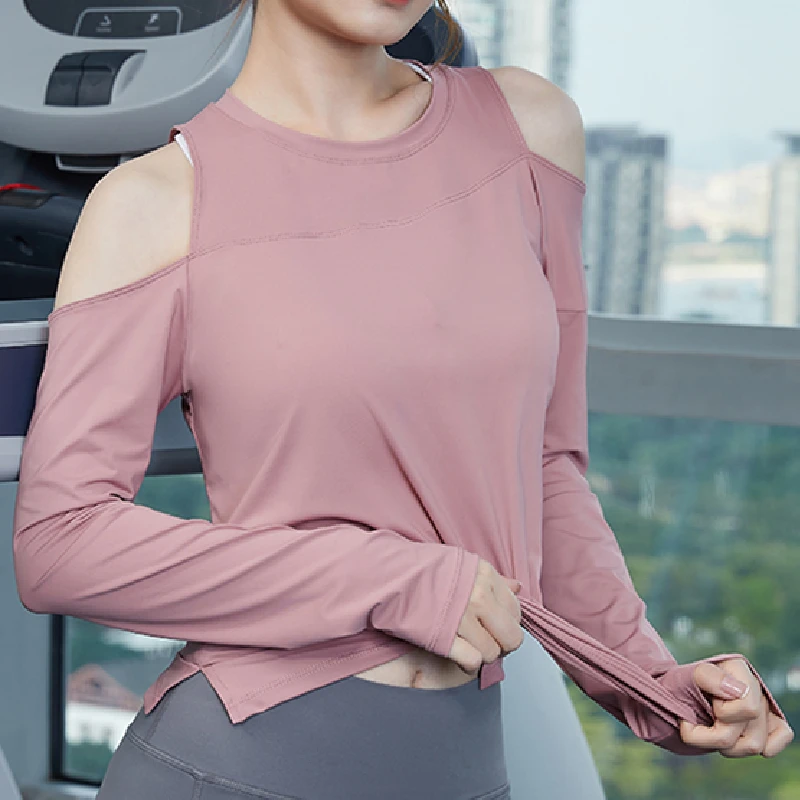 

Vansydical Women Long Sleeve Yoga Shirts Loose Sports Tee Female Workout Jogging Wear Outdoors Top Gym Fitness Wear Clothing