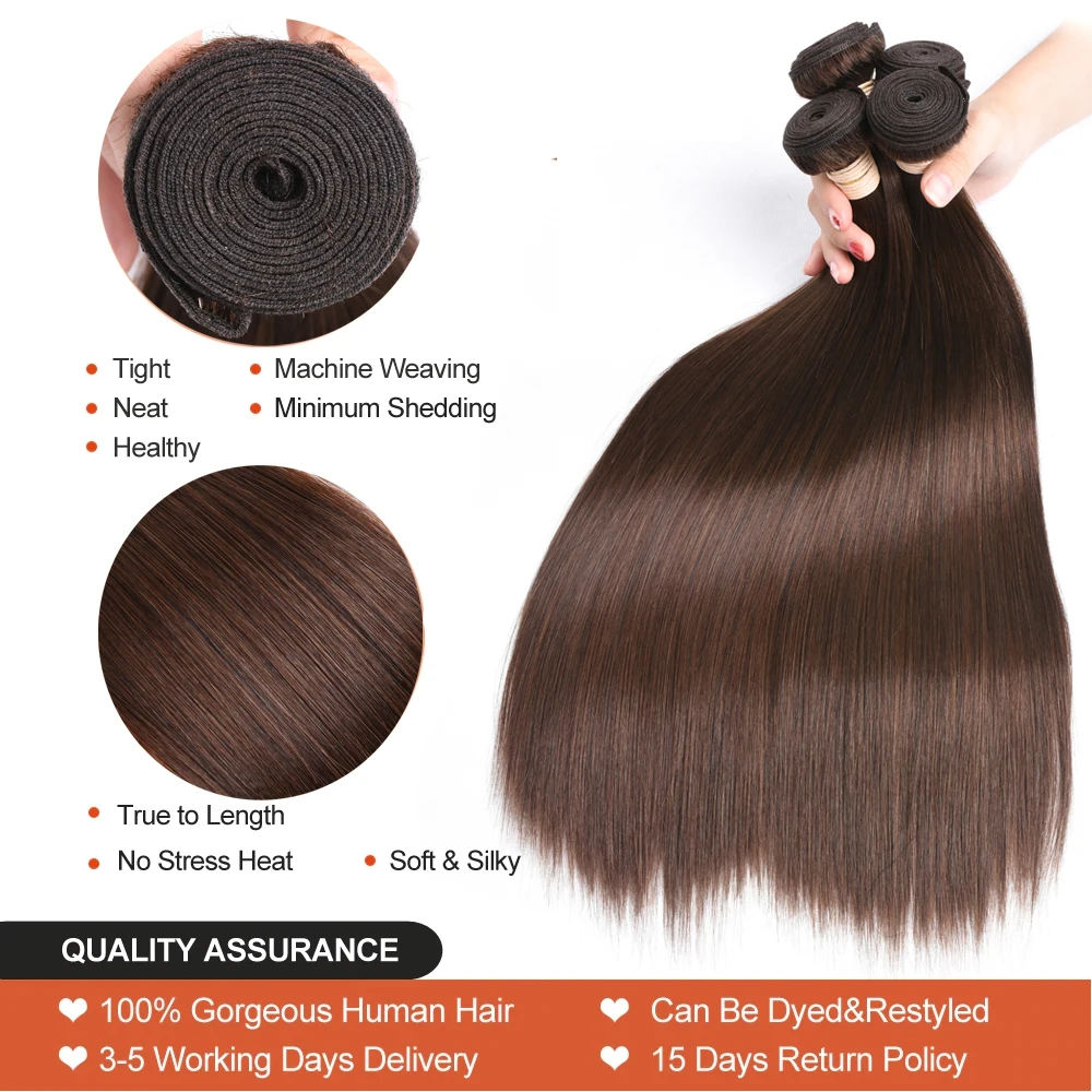 Bruin Steil Haar Bundels Braziliaans Menselijk Haar 2/3/4 Bundels Donkerbruine Steil Haar Remy Hair Extensions Natuurlijke Kleur