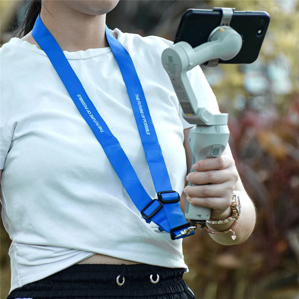 安全ストラップョルダーネックスリングストラップdji om 4ジンバルカメラzhiyunためスムーズな4 vembleハンドヘルドスタビライザーw/金属バックルホルダー