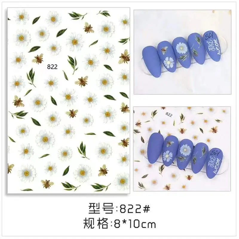 Nummer Serie 817 Gedroogde Bloemen Serie 3D Terug Lijm Zelfklevende Nail Art Nail Sticker Decoratie Tool Sliders Voor nail Decals