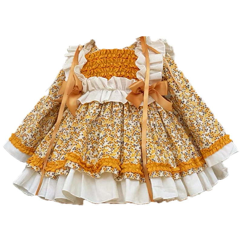 Spanish Children\'s Princess Dress Girl Baby Lolita Birthday Dress Long Sleeve Fluffy Dress  Kids Dresses for Girls Eid Dress