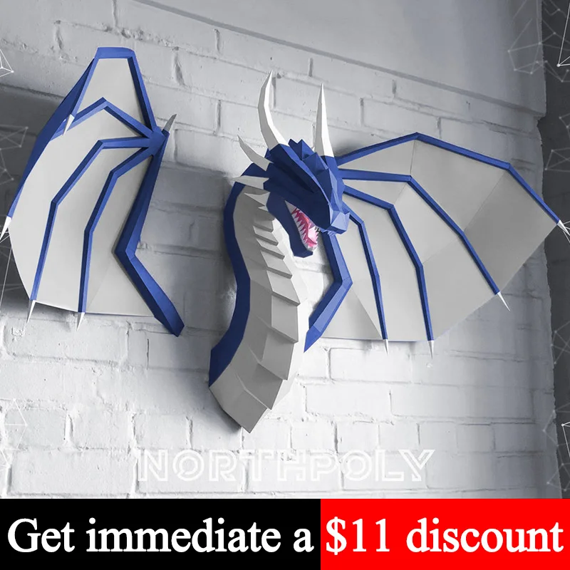 

150CM Red Dragon with Wings Animal Wall Decor Paper Model Home Art Decoration,3D Papercraft,DIY Handmade Adult Craft Toy RTY259