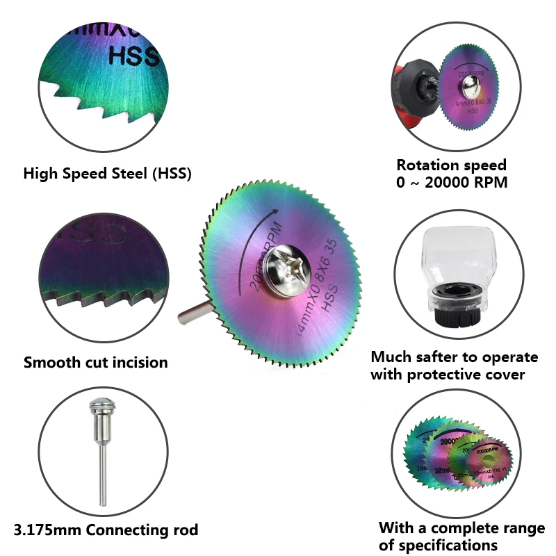 XCAN HSS 톱날 세트, 3mm 생크 맨드릴 회전 도구, 목재 톱 디스크, 미니 시큘러 커팅 디스크, 22mm, 25mm, 32mm, 35mm, 44mm