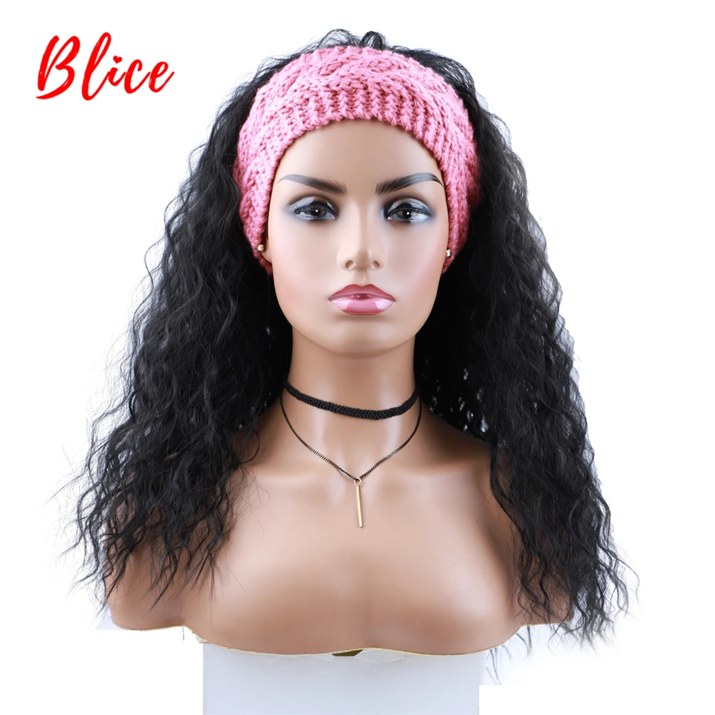 

Blice Long Wavy Headband Synthetic Hair Wigs For African American Women 20Inch Kanekalon Extension Daily Kinky Curly Wig