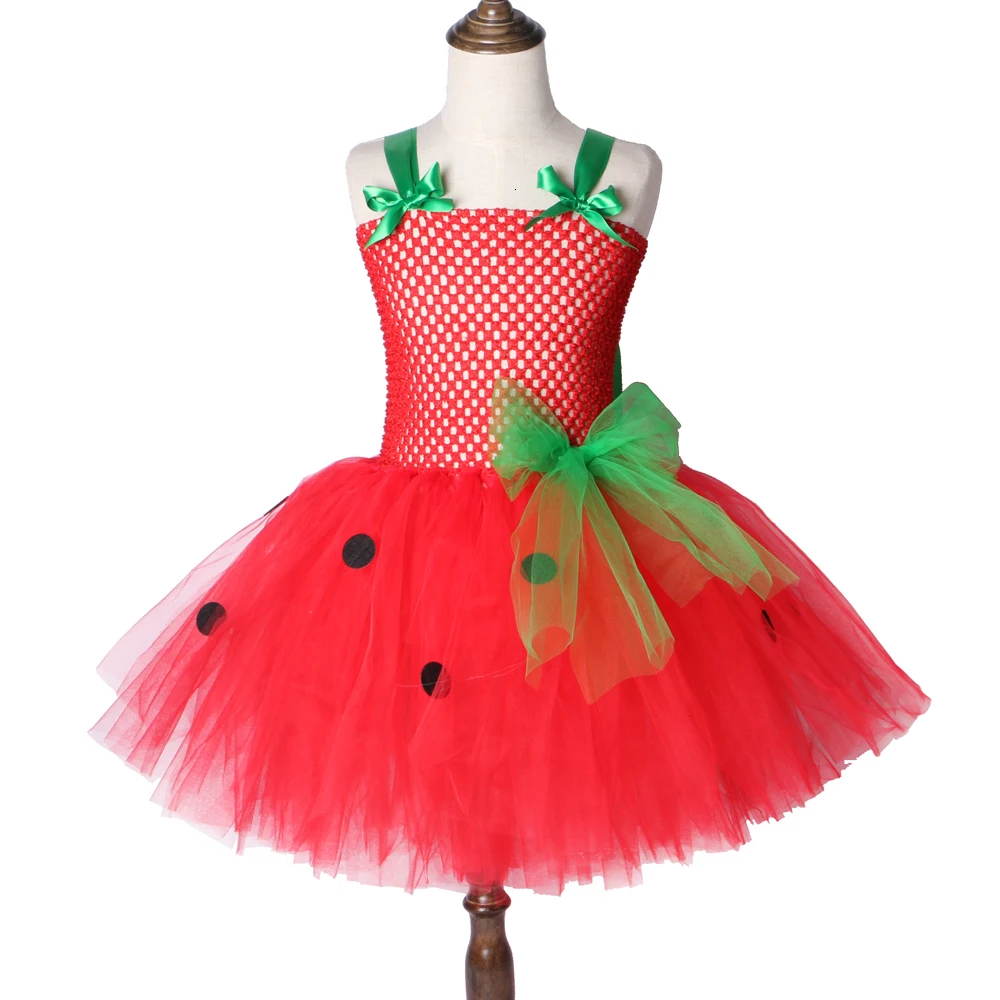 

Girls Patry Dance Princess Costume Red Tutu Dress Girls 0-12Y Strawberry Design Baby Tutu Dress Birthday Clothing Children