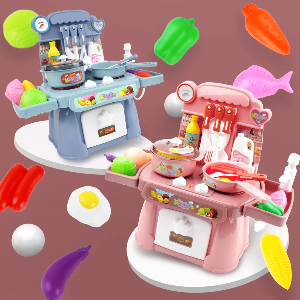 Jouets de cuisine Imitation Chef Light Music pour enfants, semblant de cuisiner, jeu de nourriture, ensemble de vaisselle, sûr, mignon, cadeau amusant pour fille, jeu Dean H