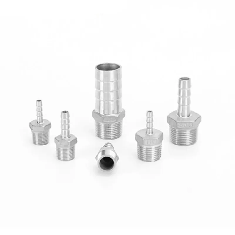 Stainless Steel pipe fitting 304 BSP Male Thread  Pipe Fitting X Barb Hose Tail Reducer Pagoda Joint Coupling Connector