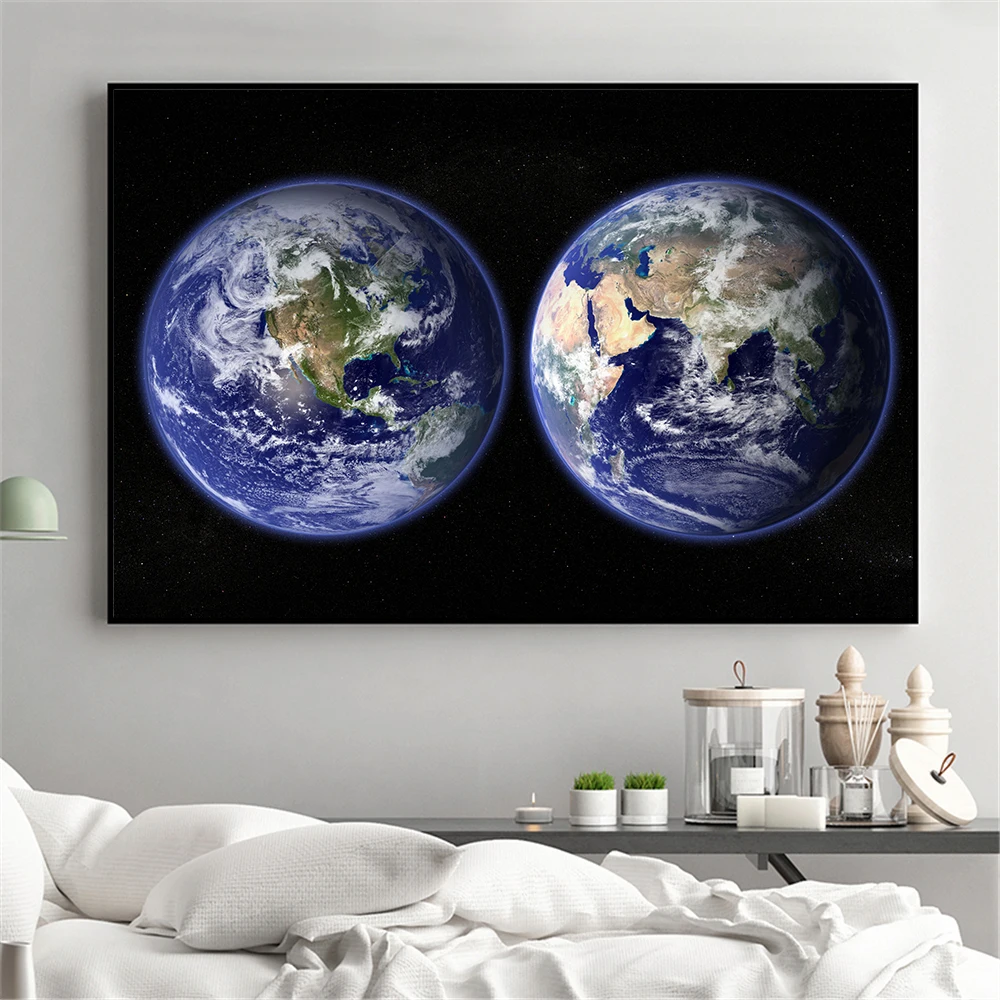 Galaxy Stars Astronaut Planet Hole Space Posters and Prins Universe Earth Meteorite Wall Pictures for Living Room Decoration