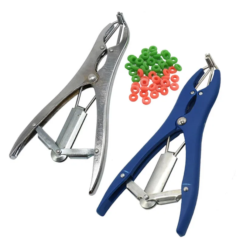 Tail removal Pigs And Sheep Castration Pliers and 100 Particulate Rubber Ring Castration Device Veterinary Equipment