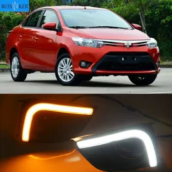 1 Pair Car Daytime Running Light Turn Signal Light 2-Color DRL LED Fog Lamp for Toyota Vios 2014 2015 2016