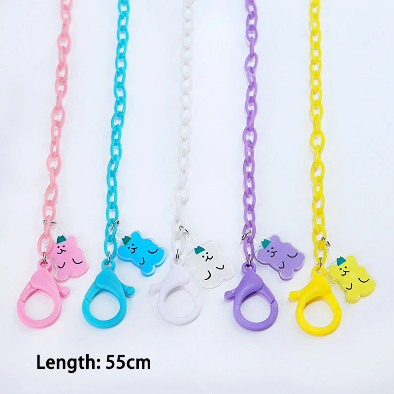 Gläser Ketten Für Kinder Candy-farbige Acryl Maske Lanyard Kreative Cartoon Bär Charm Sonnenbrille Kette Riemen Schmuck Geschenk