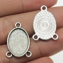 Fit 30x40mm 20x30mm 18x25mm 13x18mm 10x14mm 8x10mm Oval 3 Holes Connector Style Pendant Base For Jewelry Making