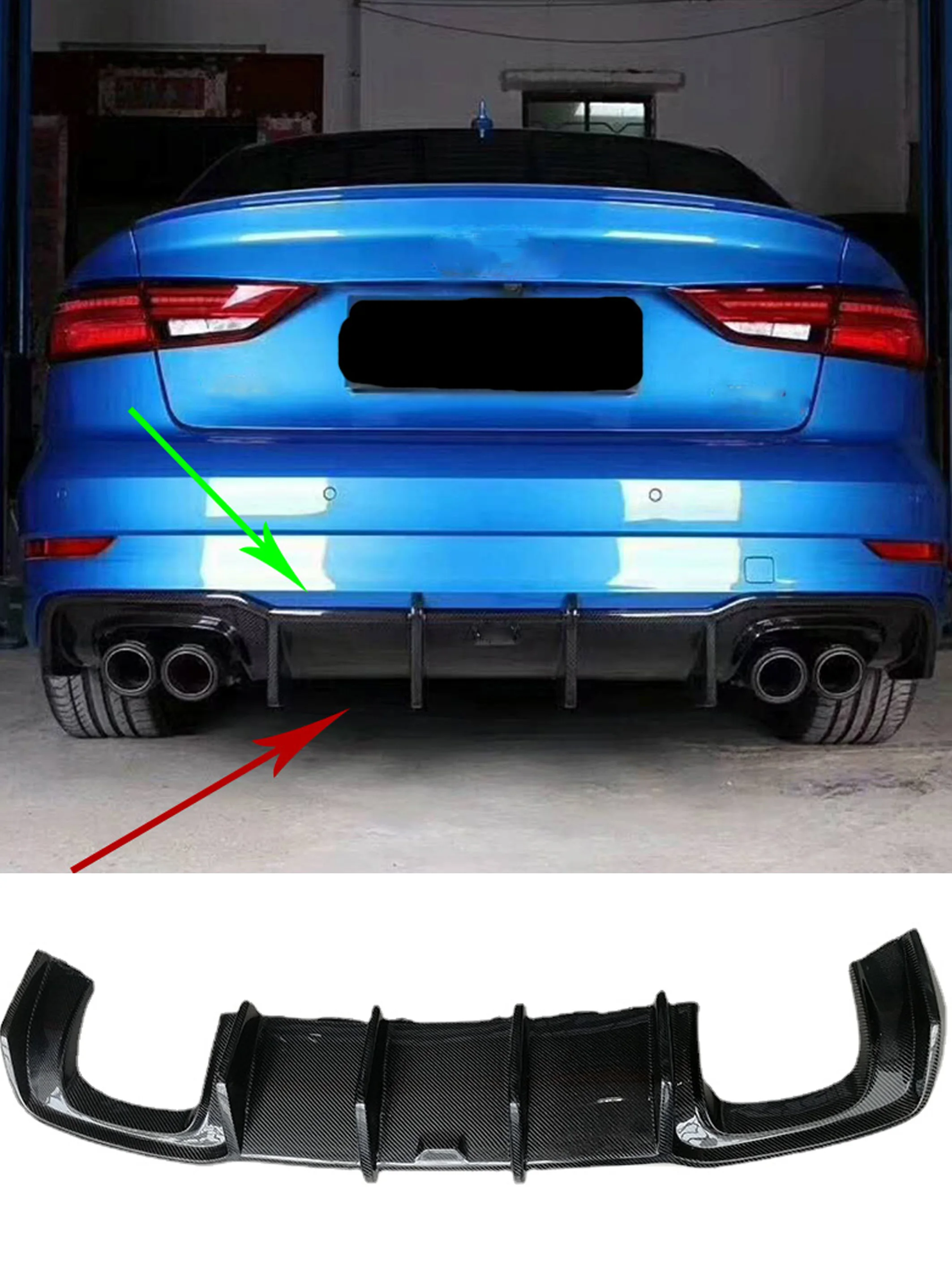 Dla Audi S3 z Sline włókna węglowego tylny zestaw nadwozia dyfuzor zderzaka Auto akcesoria do modyfikacji 2017 2018 2019 — zdjęcie 2