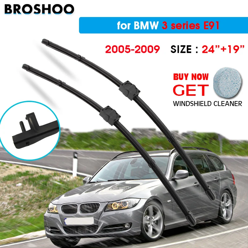 

Car Wiper Blade For BMW 3 Series E91 24"+19" 2005-2009 Auto Windscreen Windshield Wipers Blade Window Wash Car Equipped Side Pin