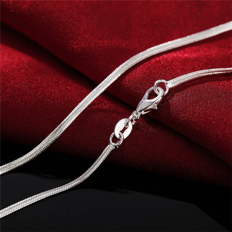 BABYLLNT 925 Silver Color 16/18/20/22/24/26/28/30 Inch 2MM Flat Snake Chain Necklace For Woman Man Fashion Gift Jewelry Gift