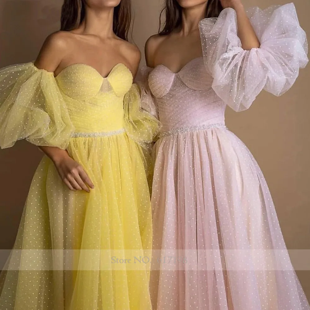 Robe de Soirée Trapèze en Tulle Rose, Manches Courtes Amovibles, avec Perles et Ceinture, Tenue de Bal Jaune, Nouvelle Collection, 123