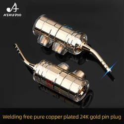 8pcs hifi Pure Copper Gold Plated Pincushion plug banana plug Amplifier Stereo Speaker Banana Plug Horn cable