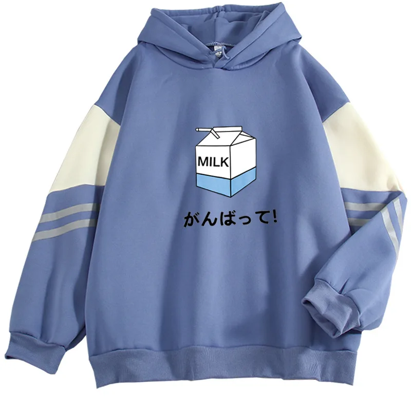 Fall/Winter Kpop MILK Men's/Women's Hoodie Casual Fashion Korean Color Block Sweatshirt Unisex Streetwear Harajuku Oversize Top