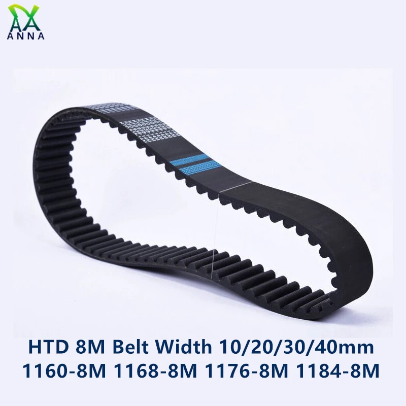 HTD 8M synchronous Timing belt C=1160/1168/1176/1184 width 20/30/40mm Teeth 145 146 147 148 HTD8M 1160-8M 1168-8 1176-8M 1184-8M