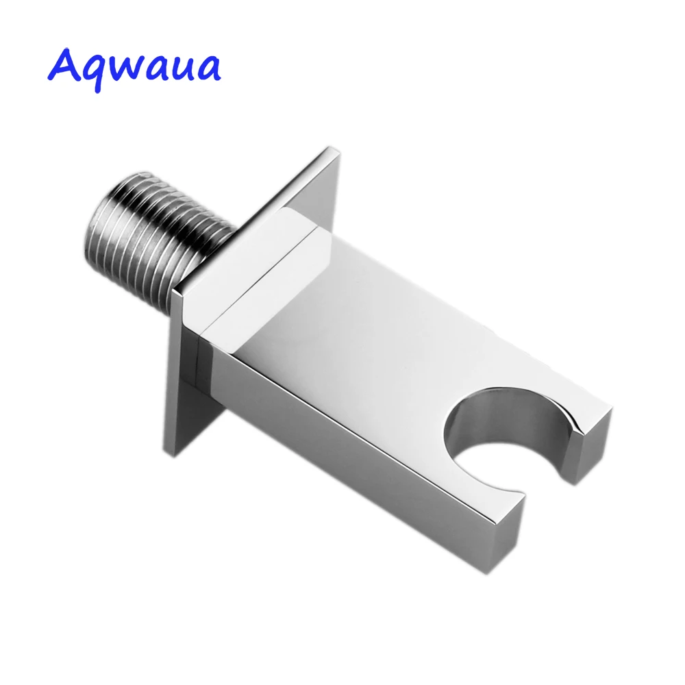 Aqwaua Shower Accessories Square Chrome Bathroom Brass Wall Connector Bracket with Shower Head Holder bathroom  Accessories