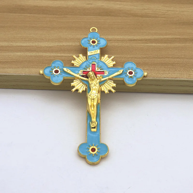 Gold Catholic INRI Budded Wall Crosses Christian Latin Cross Fleuree Prayer Church Decor Hanging Crucifix