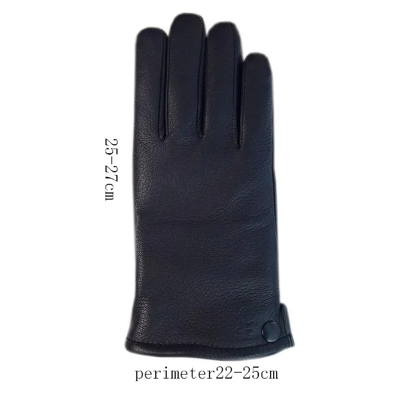 Winter Fashion Men\'s Real Wool Thick Deerskin Gloves Men\'s High Quality Classic Deerskin Real Wool Gloves Boys Genuine Leather F