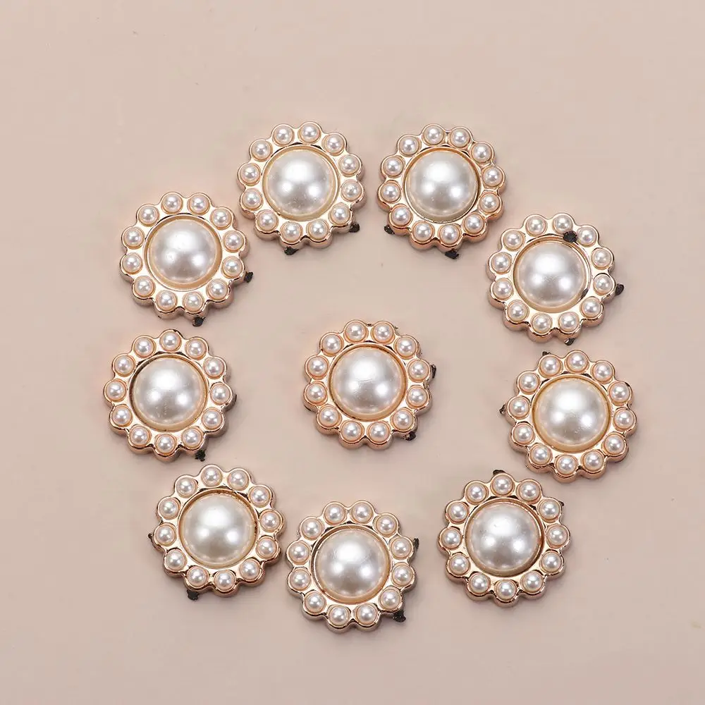 10PCS Sewing Tools Pearl Flower Rhinestone Buttons Sparkling Crystal Headwear Accessories Hairpins Decoration Clothes