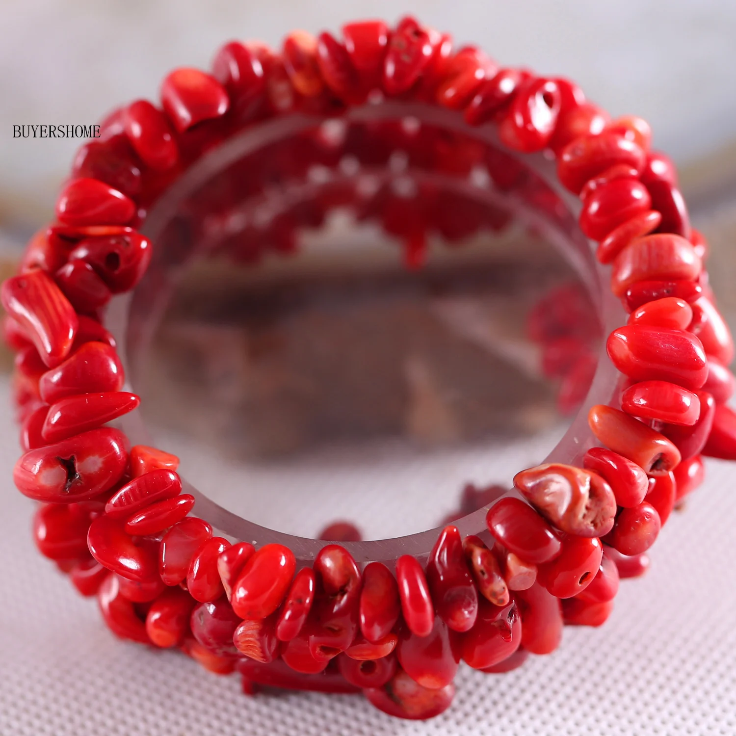 Bangle Weave Chip Bead Wrap White Opal Red Coral Pulseras Pink Quartz Crystal Stretch Strand Bracelet For Women