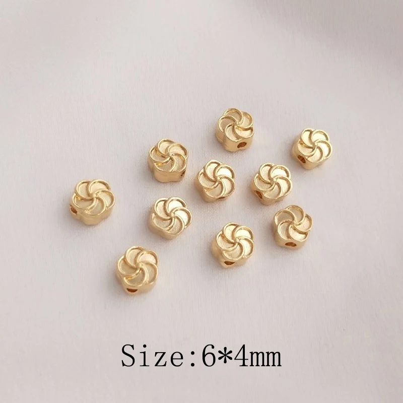 20PCS Beads for Jewelry Making Gold Plated Bracelets Flower Spacer Bead Charms for Jewelry Making DIY Brass Accessories
