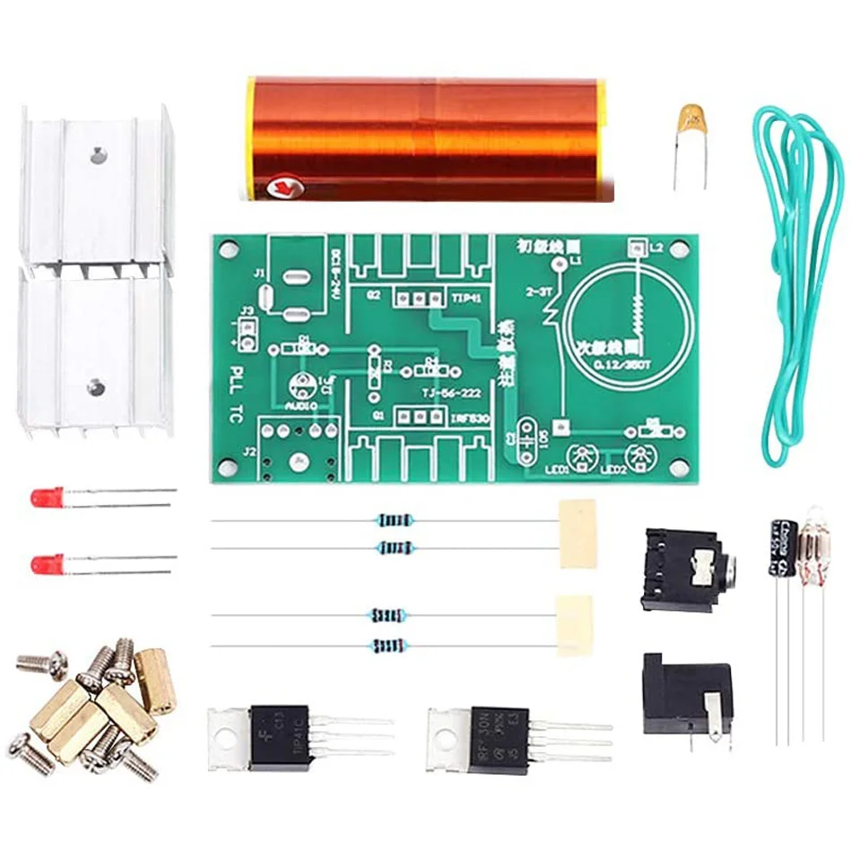 さまざまなサイズのミニテスラコイル,15〜24V,15W,アーク,プラズマ,科学玩具を備えた電子キット