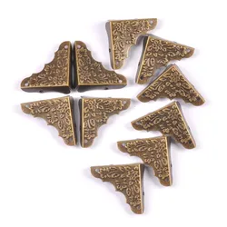 10Pcs Antique Corner Protector Wooden Case Jewelry Box Corners Brackets For Furniture Decorative Carved Metal Crafts 37x37x11mm