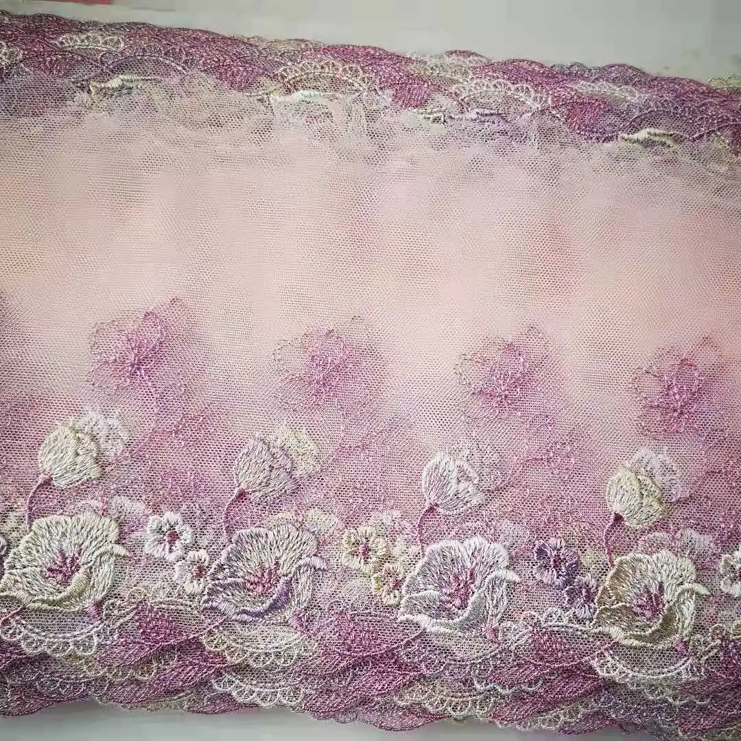 3Yards 15cm wide Purple Polyester Soft Mesh Embroidery Lace Trimmings Dress Accessories Lace Fabric Sewing Crafts Doll Material