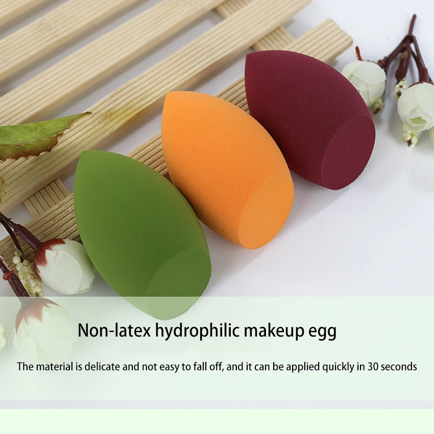 1Pcs Water Drop Shape เครื่องสำอางค์พัฟแต่งหน้าฟองน้ำตัดเฉียงพื้นผิว Foundation แป้งฝุ่นฟองน้ำเครื่องมือ6สี