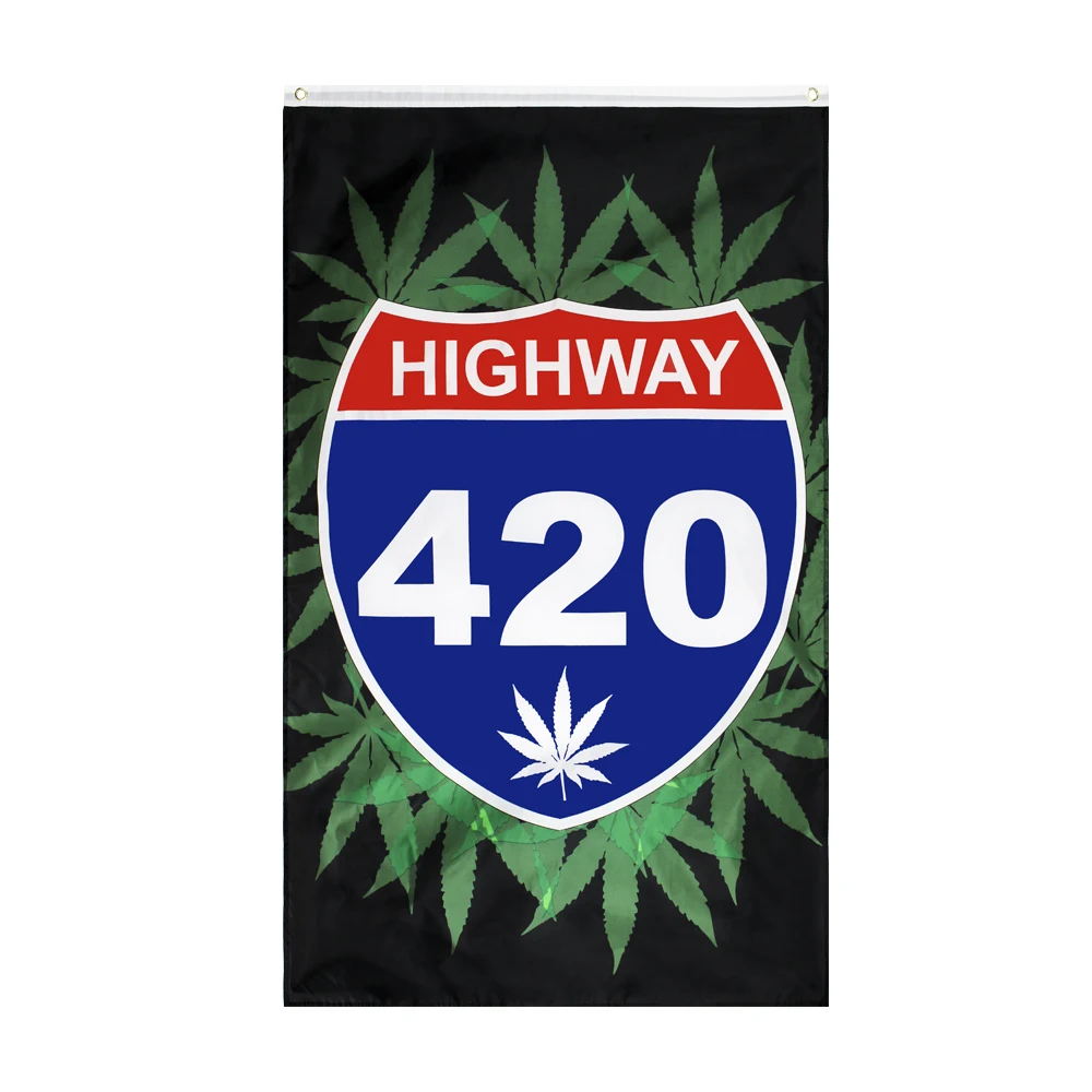 90x150cm Highway 420 Weed Flag For Bar Party Music Festival Tattoo Shop