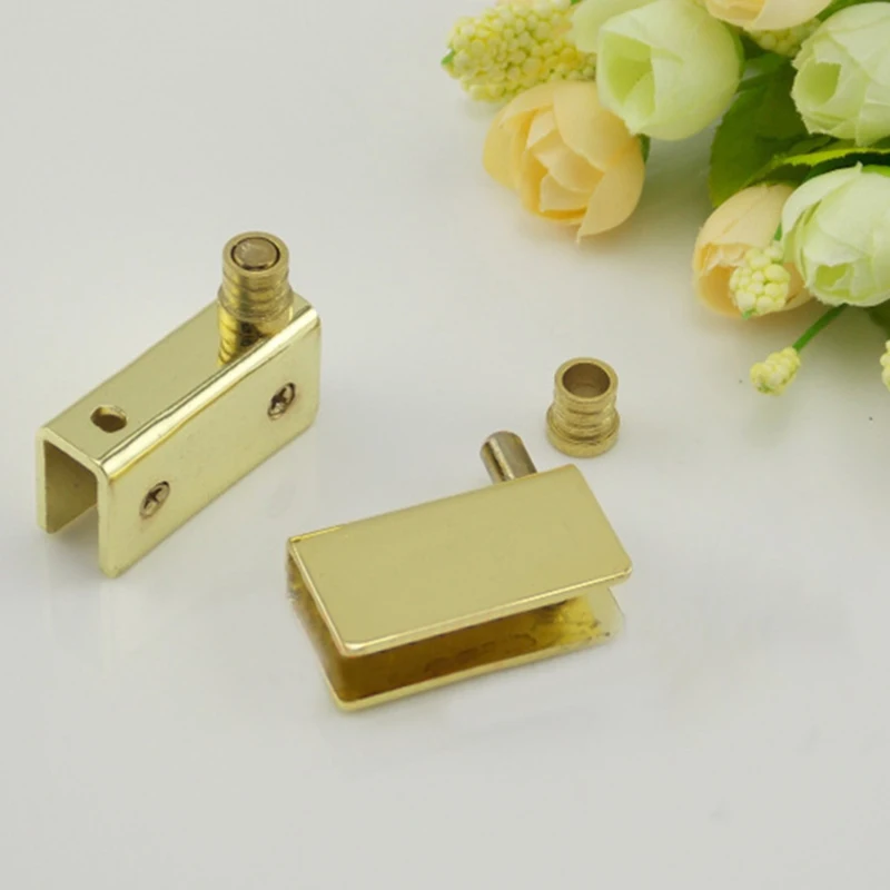 

New 2Pairs Stainless Steel Gold Glass Cabinet Hinges Shopping Mall Jewelry Display Wine Cabinet Door Pivot Hinges for 5~8mm