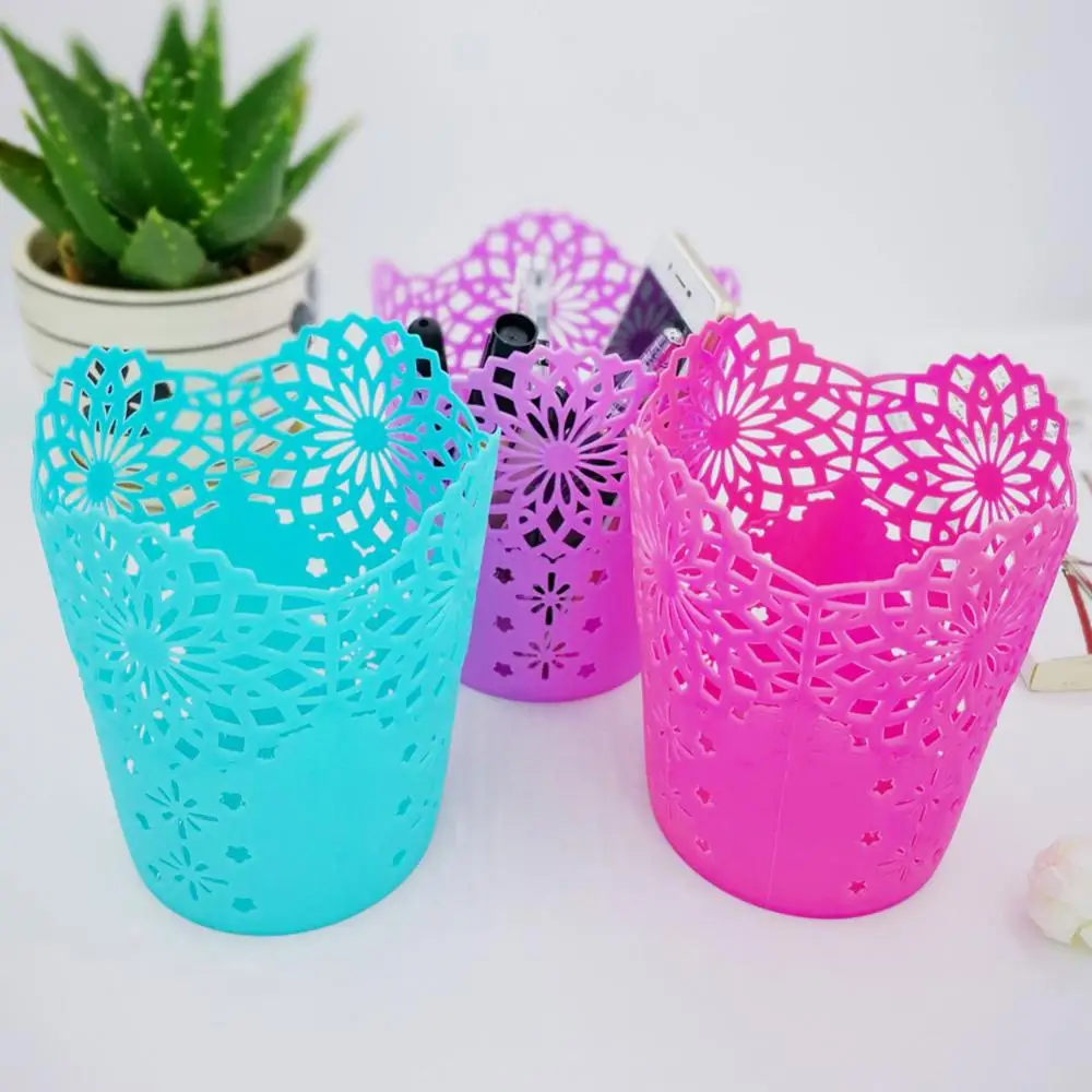 Desktop Hohl Blume Stift Halter Eimer Box Make-Up Pinsel Bleistift Lagerung Fall