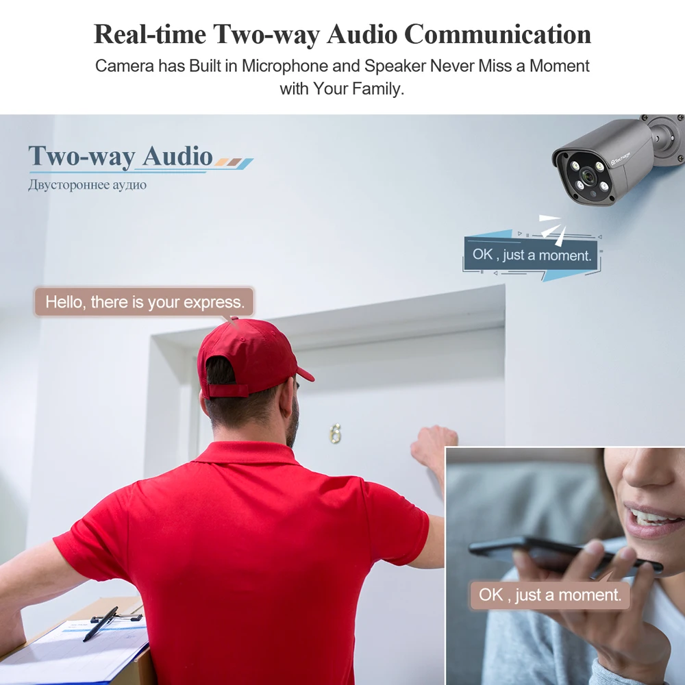 Techage H.265 16CH 5MP PoE NVR Kit CCTV System Outdoor Two-way Audio AI Camera P2P Video Security Surveillance Set Human Detect