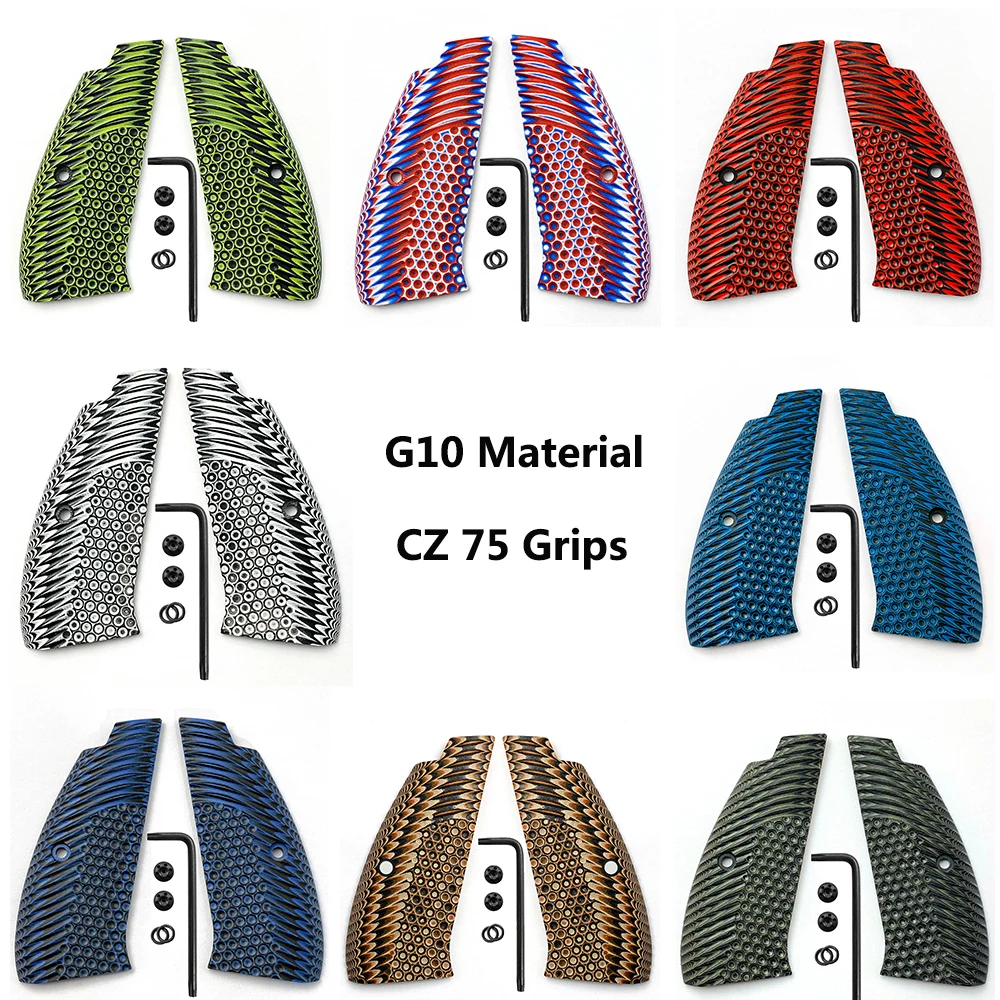 Grips Cz75 G10 Grips para cz 75 Full Size Sp01 Series Shadow 75b bd Grips Parafusos Incluído Handle Patches Escala Faça Você Mesmo Materil